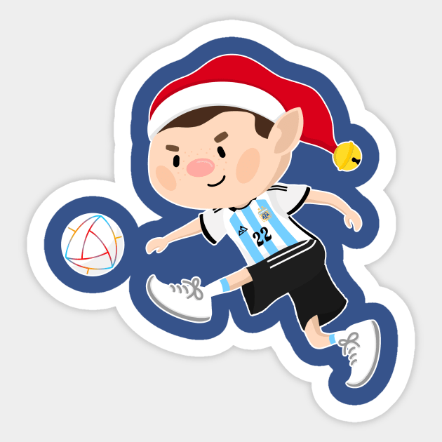 Argentina football Christmas elf. Football World Cup soccer t-shirt Sticker by abtchlr